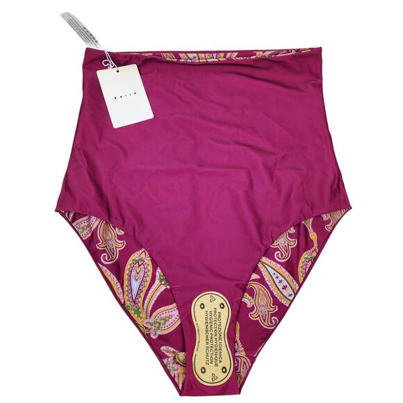 BAIIA Pink Paisley Reversible Shaping Modest Ultra High Waist Bottom US10 NWT - Picture 5 of 11